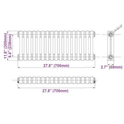 White Cast Iron Style Column Radiator L556068