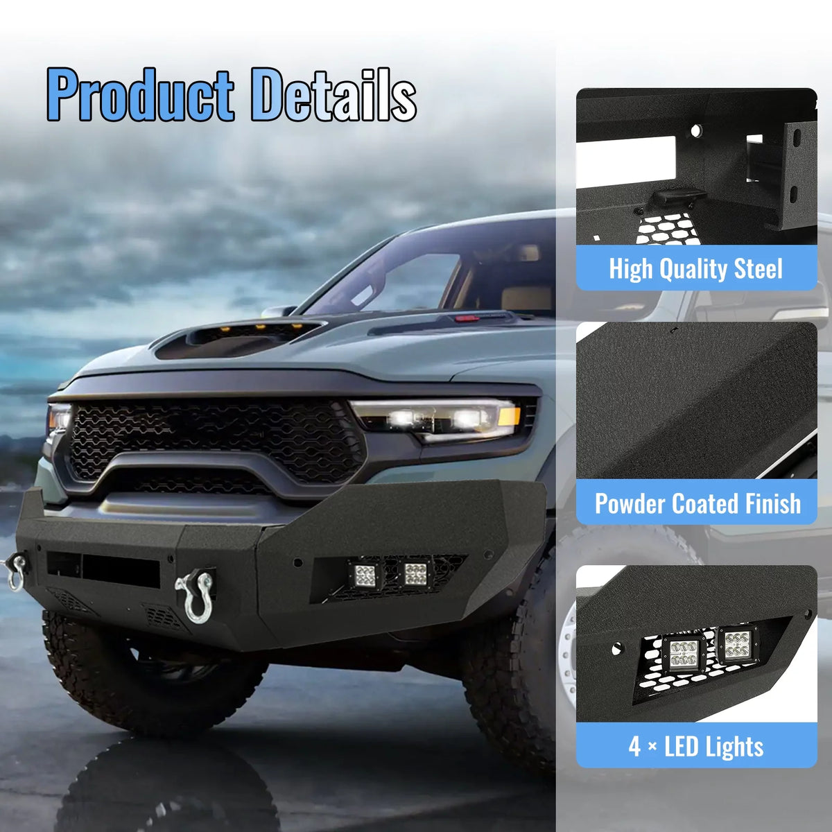 Front Bumper with D-Ring LED Fog Light H293