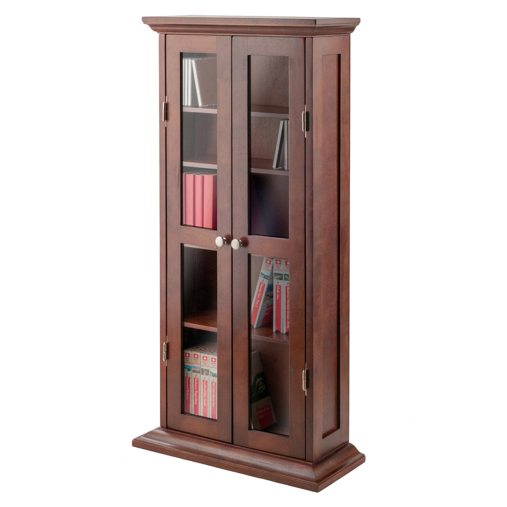 Walnut Finish Wood Media Cabinet K48566