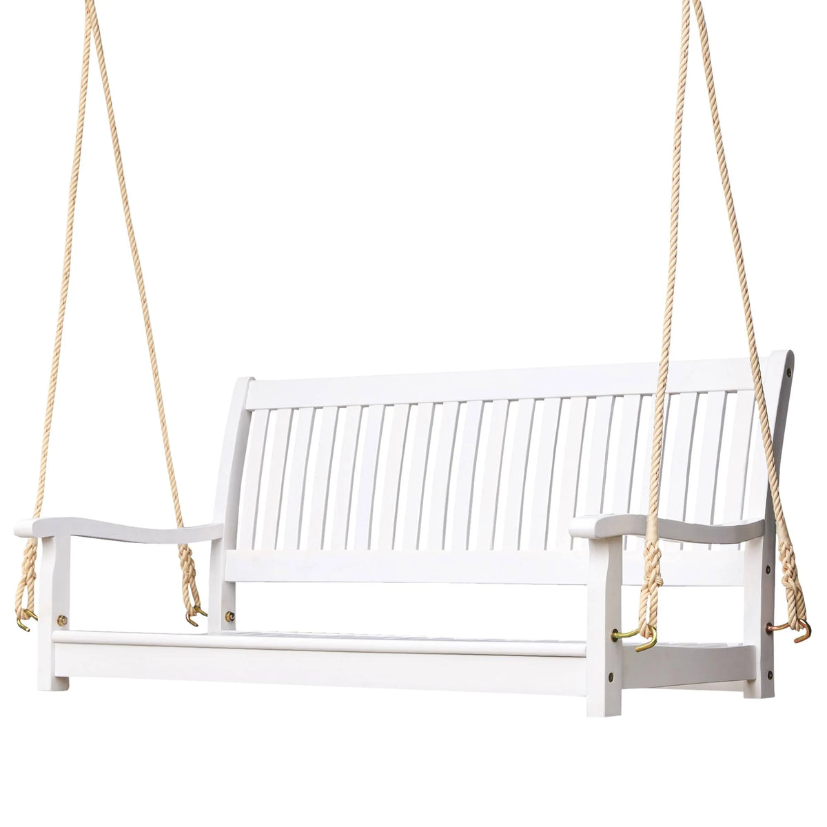 White Wooden Porch Swing Bench V994