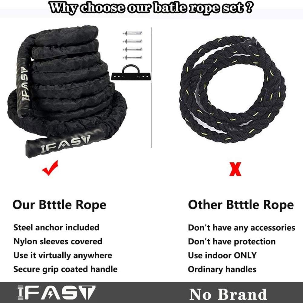 30ft Heavy Dacron Exercise Battle Rope Pack of 2 Q1185