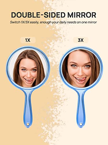 Double-Sided Handheld 1X/3X Magnifying Hand Mirror O853034