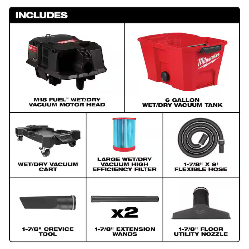 6 Gal. Cordless Wet/Dry Shop Vacuum with Filter, Hose and Utility Brush and Nozzle U512