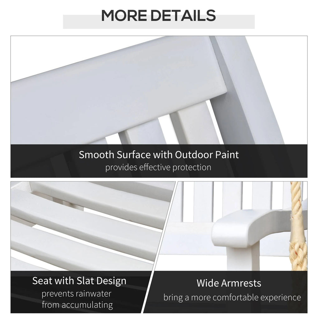 White Wooden Porch Swing Bench V994