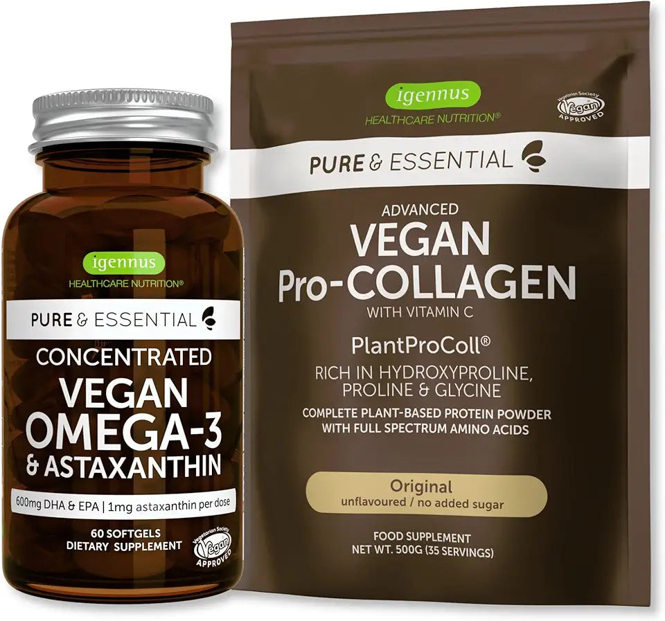 Vegan Collagen Peptide Protein Powder & Vegan Omega 3 Bundle U925