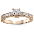 14K Rose Gold Princess Cut Diamond Engagement Ring D64431