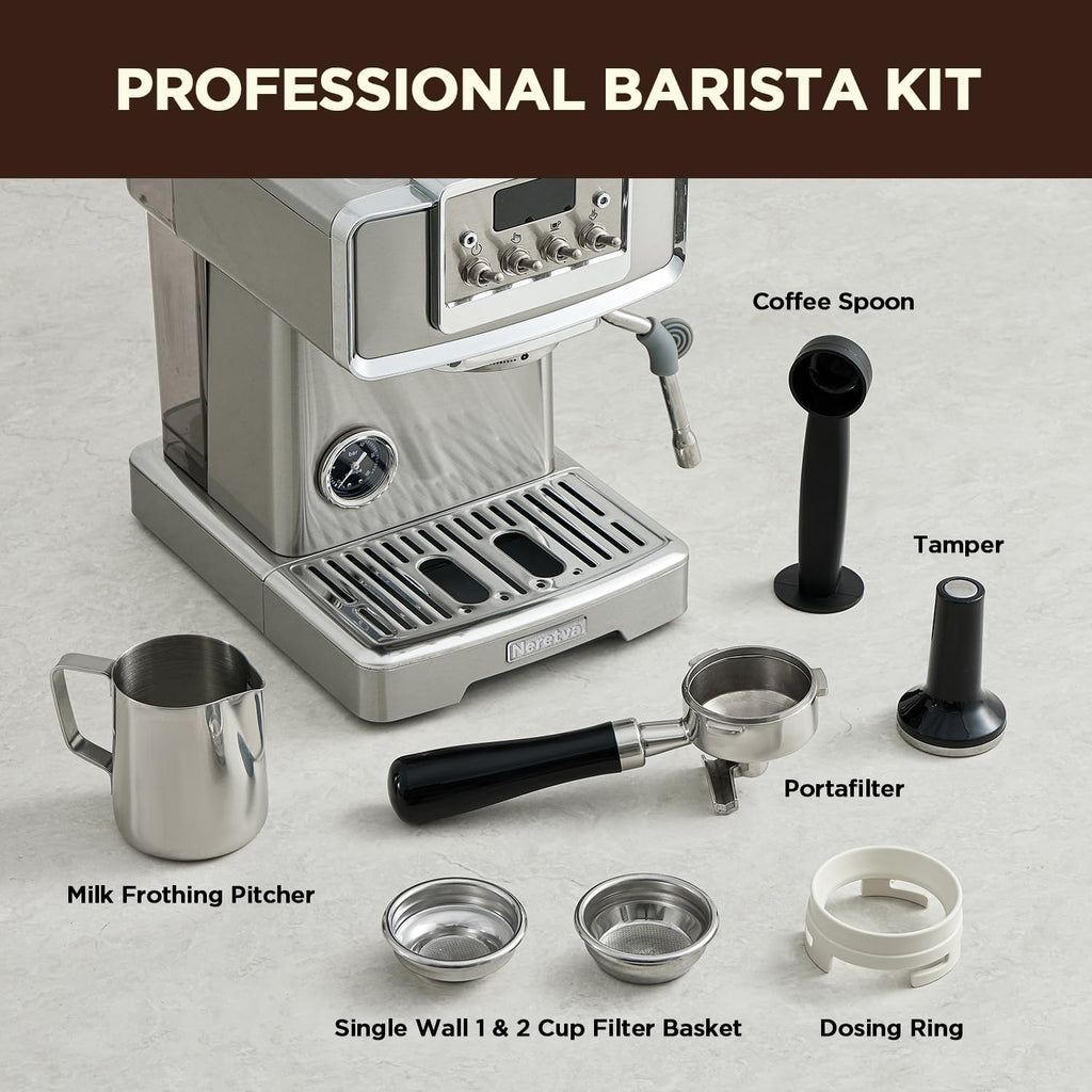 15 Bar Stainless Steel Espresso Machine with Milk Frother X647645