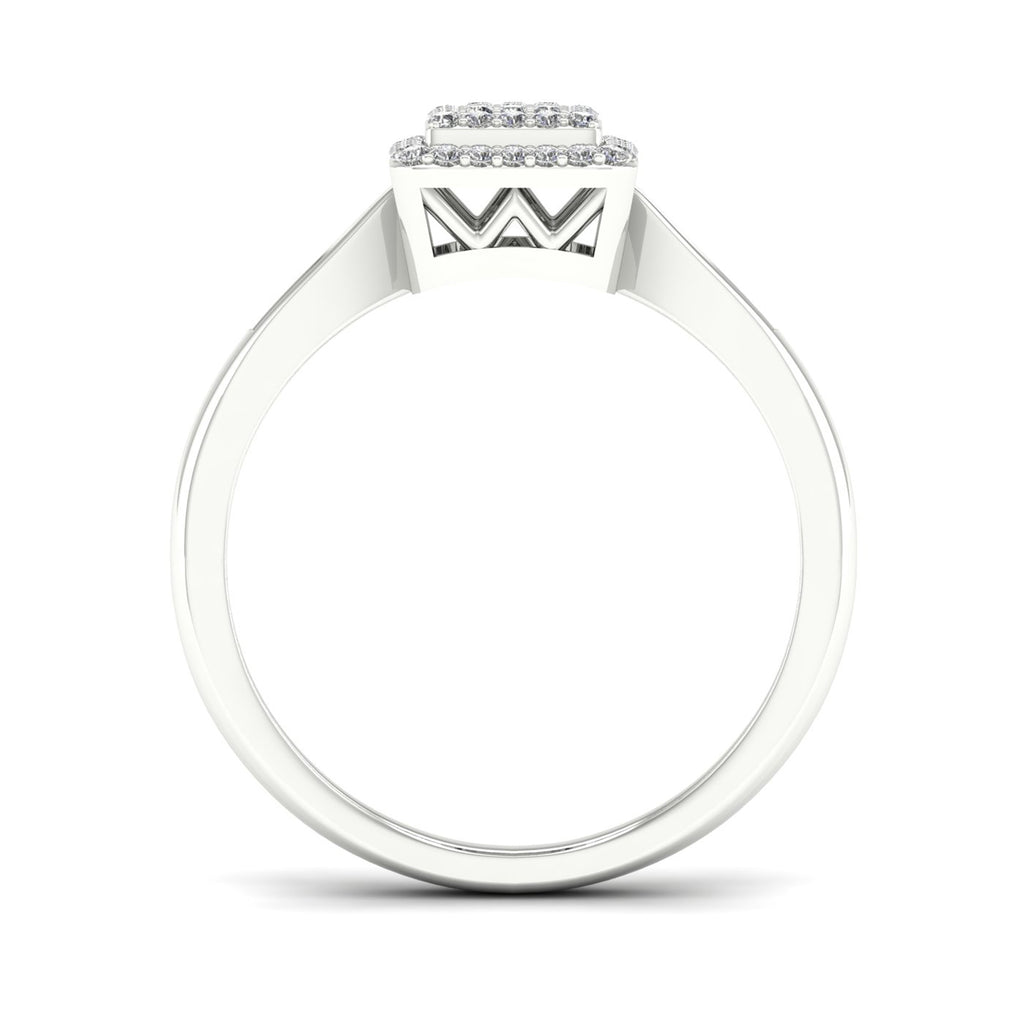 Sterling Silver Square Shape Engagement Ring Y751006