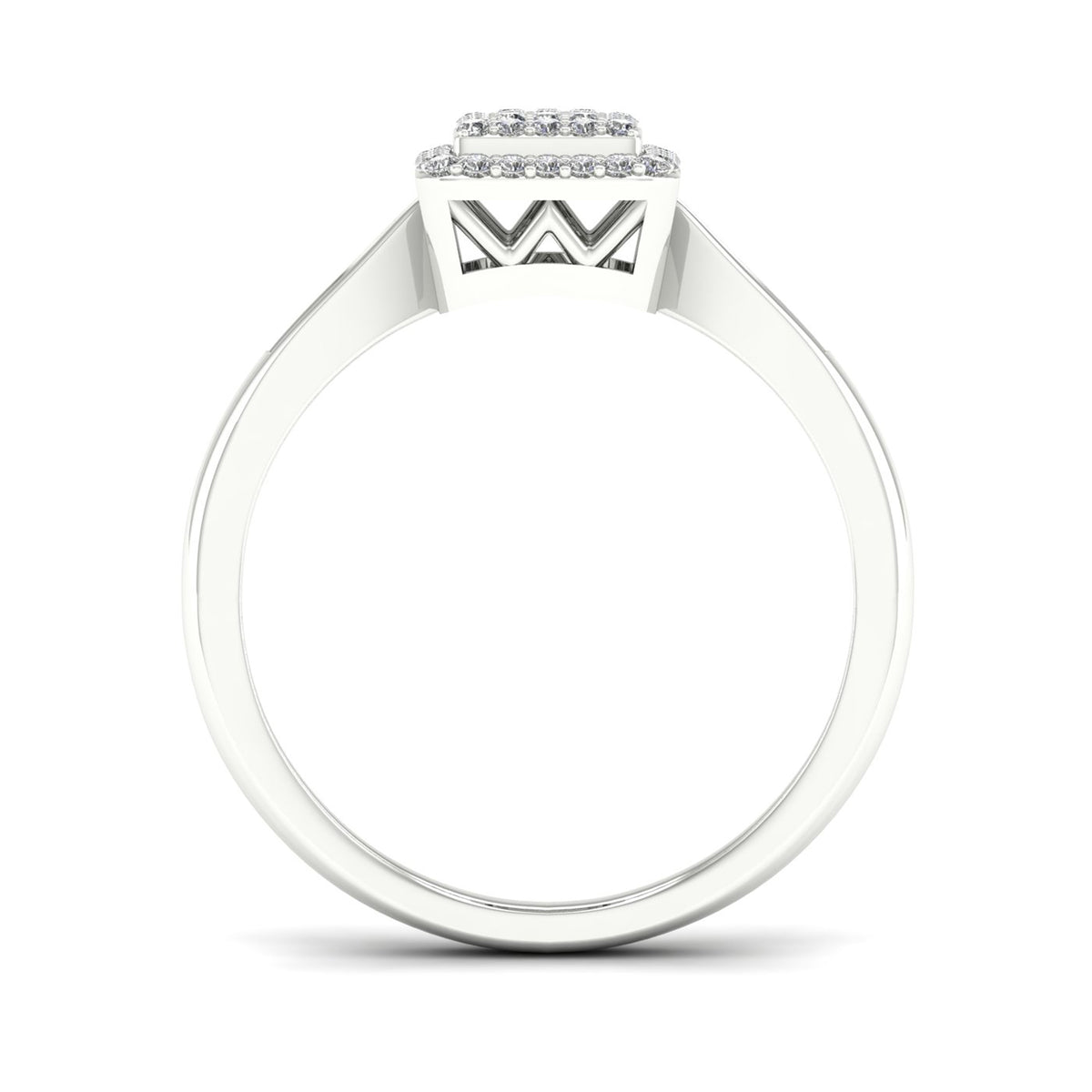Sterling Silver Square Shape Engagement Ring Y751006