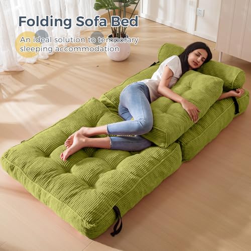 Folding Sofa Bed Convertible Sleeper Chair with Pillow Dark Grey E991385