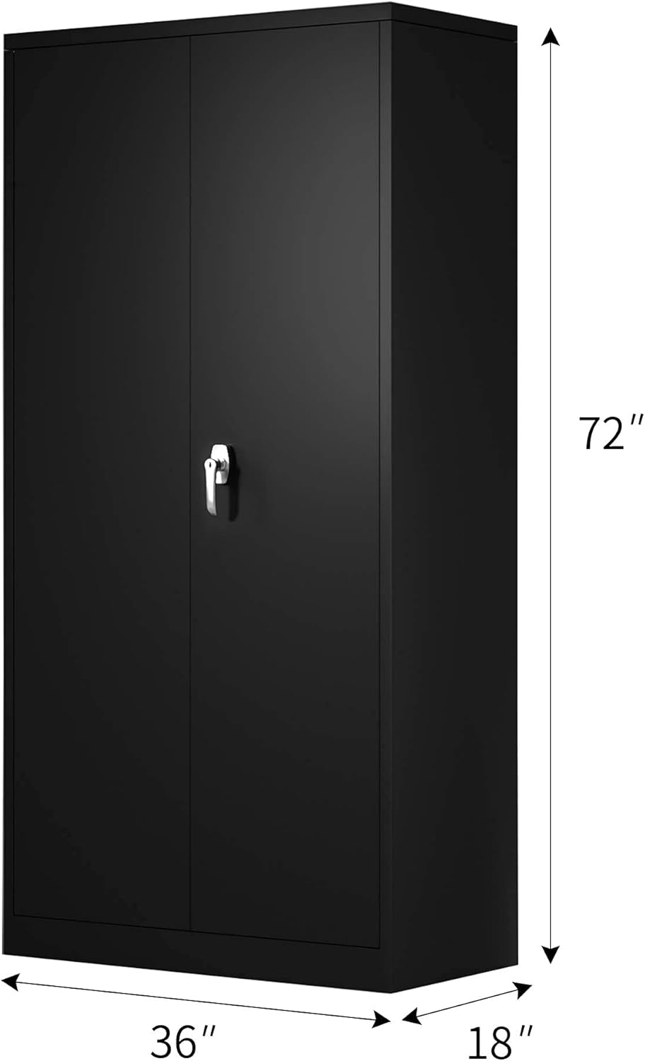 Black Metal Storage Cabinet with 4 Adjustable Shelves and 2 Locking Doors N170194