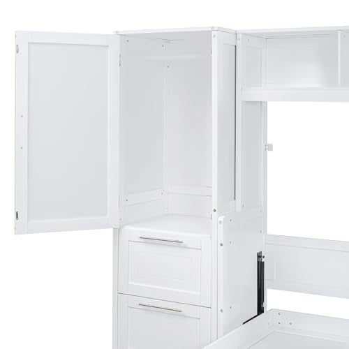 Gray Queen Size Murphy Bed Wall with Closet and Drawers G46923