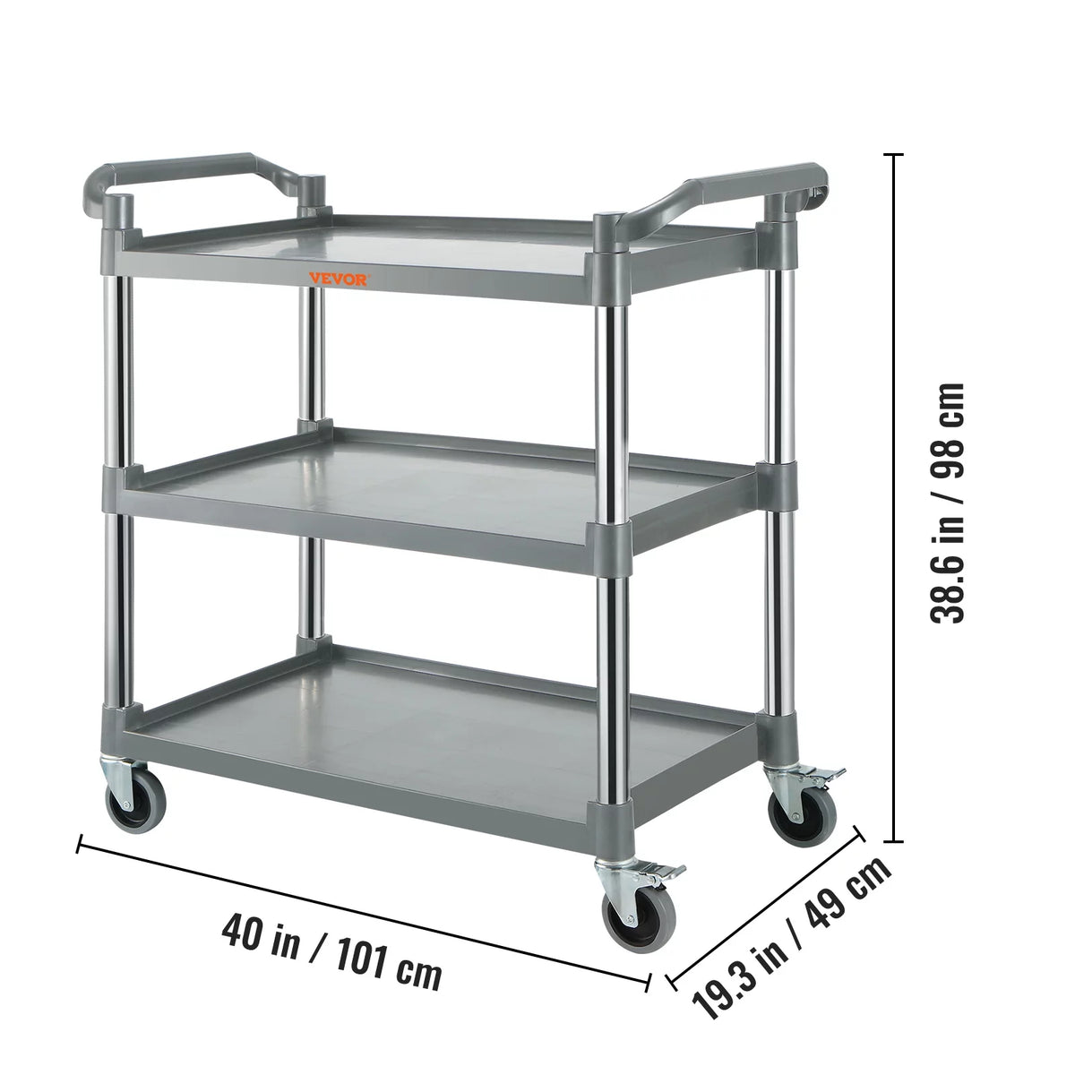 3-Tier Utility Service Cart with Wheels 220lbs Capacity U5371
