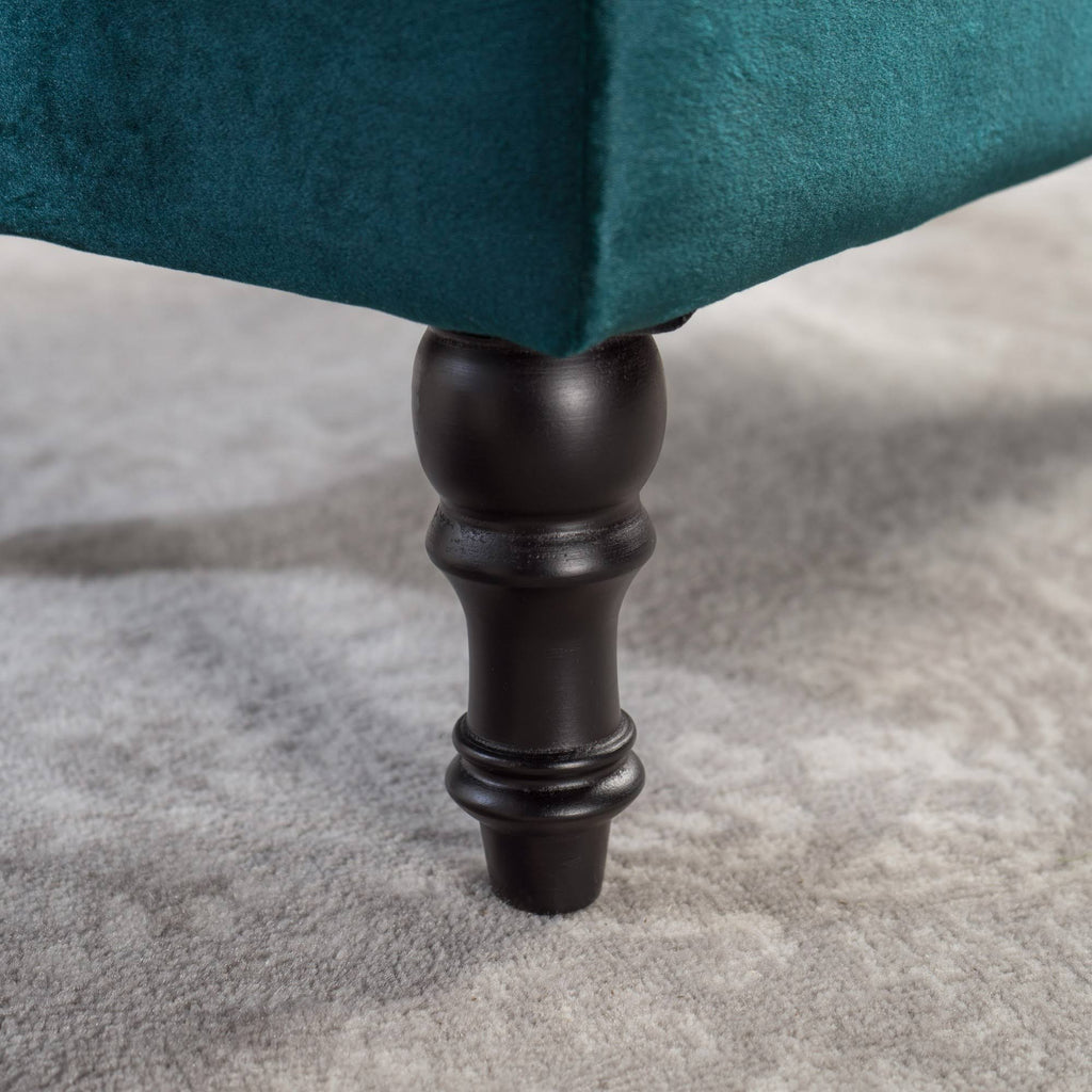 Teal Tufted Velvet Ottoman Bench H595160