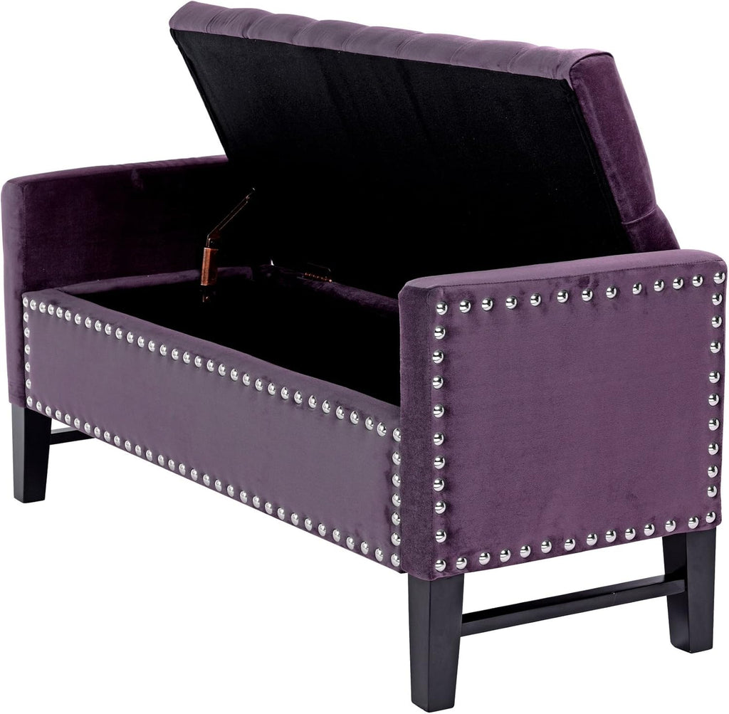 Light Grey Linen Storage Bench M1377