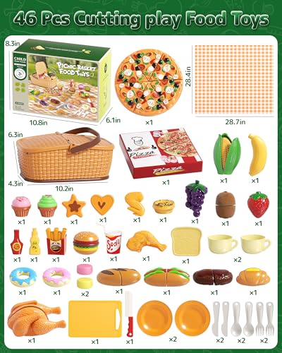 80pcs Pretend Play Food Set with Picnic Basket P4288