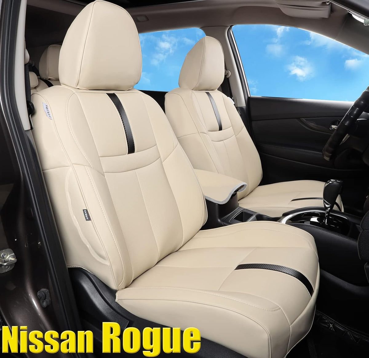 Custom Car Seat Covers Waterproof Faux Leather Beige C43270