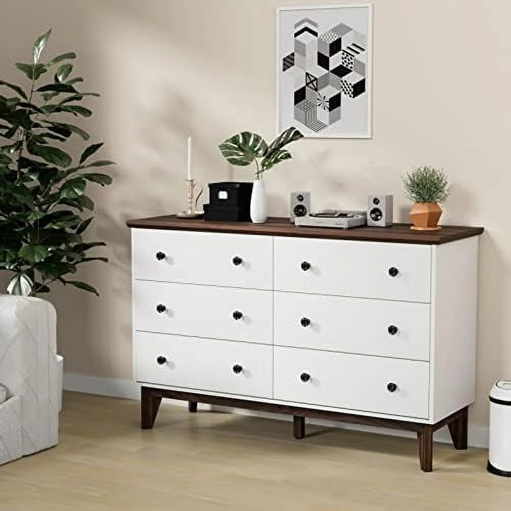 Black 6 Drawer Wood Dresser W31504