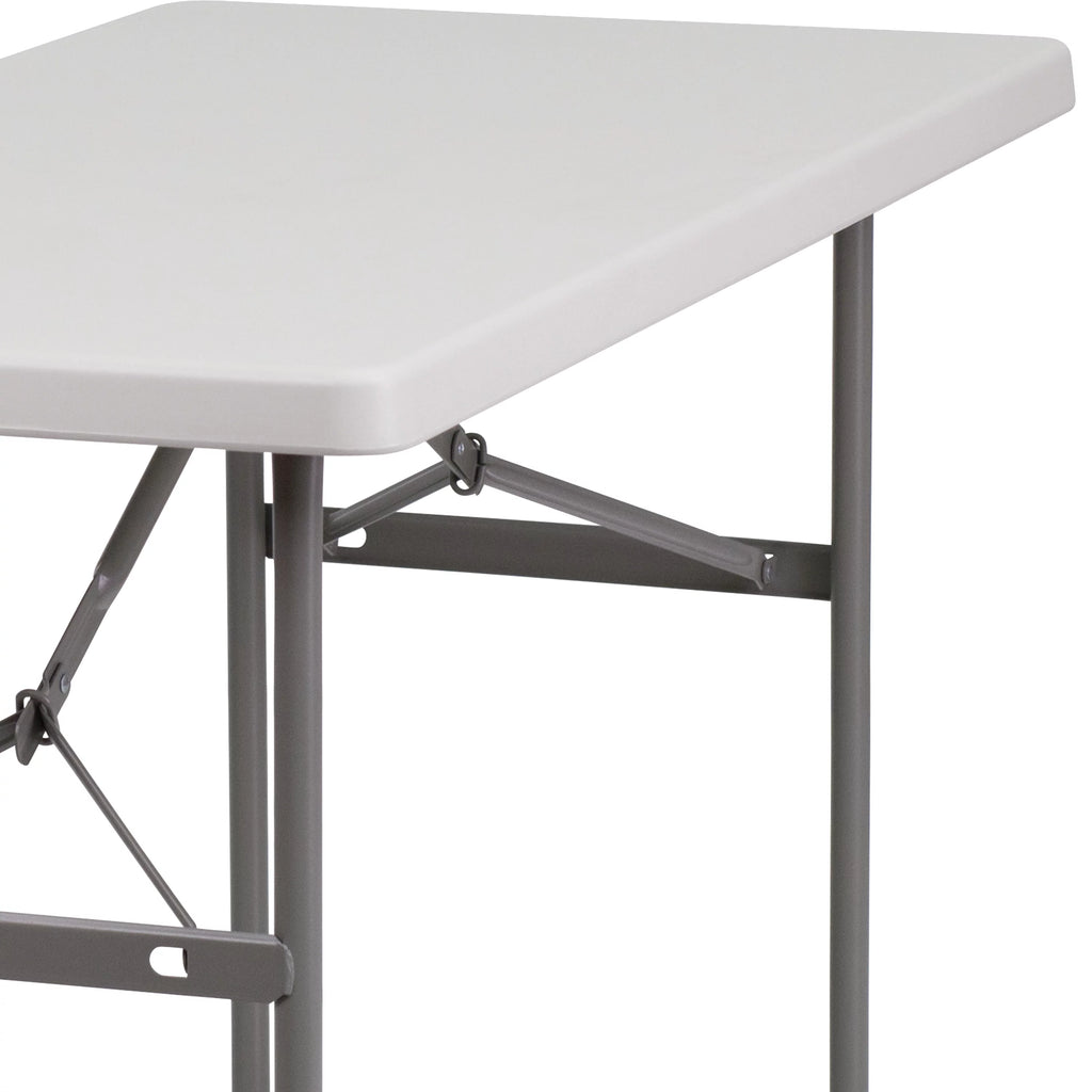 4-Foot Granite White Plastic Folding Table Q824
