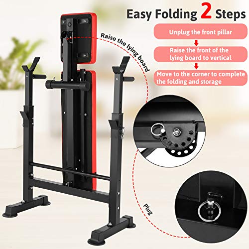 Adjustable 6 in 1 Weight Bench with Squat Barbell Rack U891