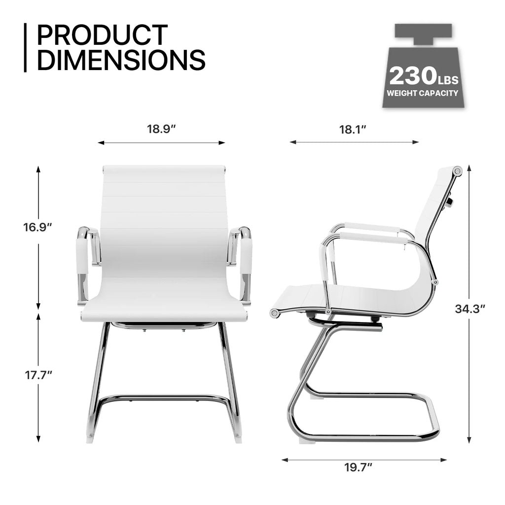 Set of 2 White Office Chairs with Sled Base T96547
