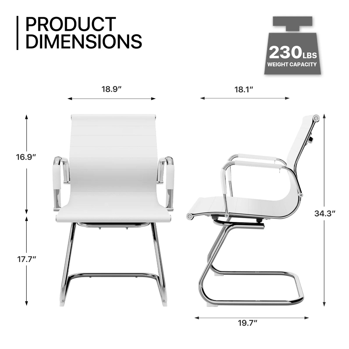 Set of 2 White Office Chairs with Sled Base T96547