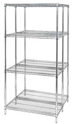86 inch Wire 4-Shelf Add-On Unit in Chrome Finish T9374