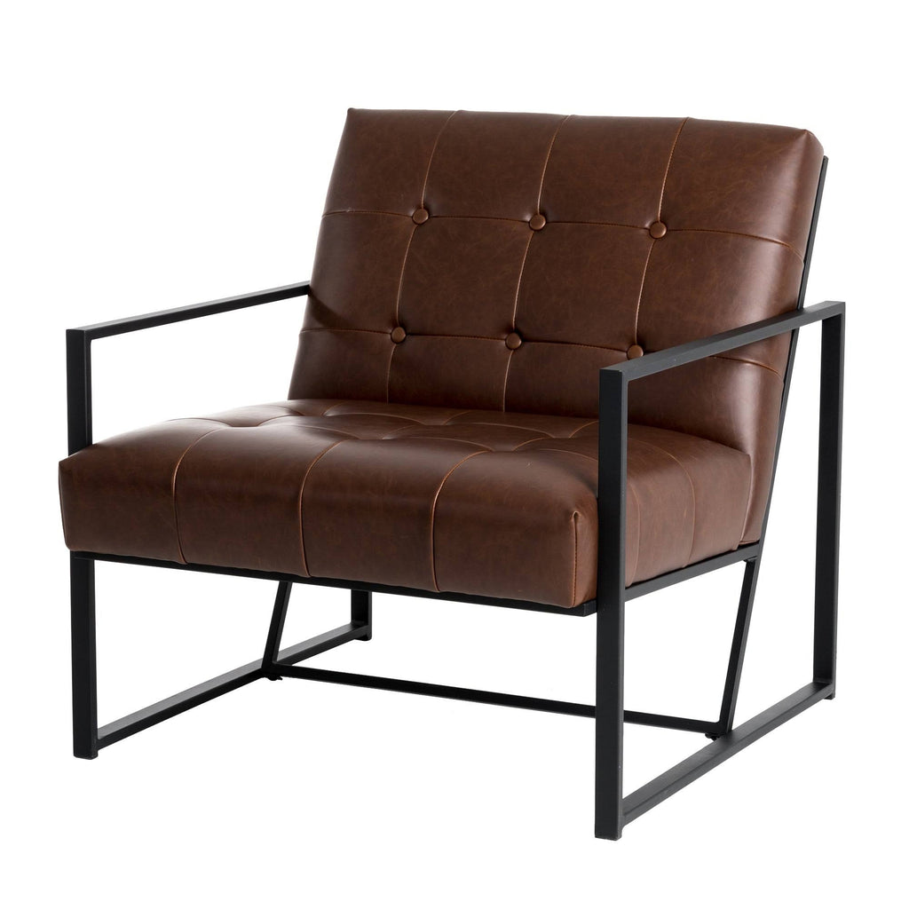 Black PU Leather Tufted Accent Chair G65684