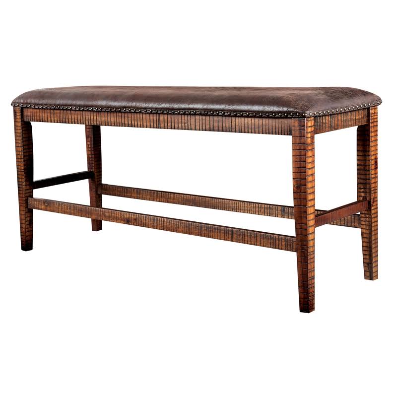 Solid Wood Counter Height Bench in Dark Oak I5519