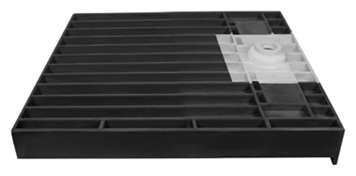 Trench Shower Pan with Left Drain and Right Dual Curb O434773