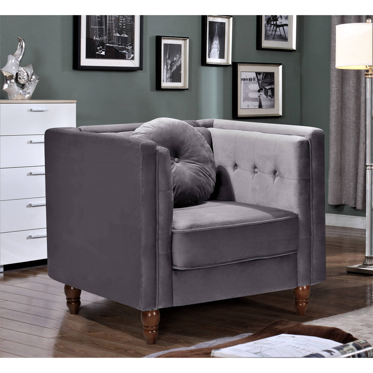 Grey Chesterfield Chair Y97068