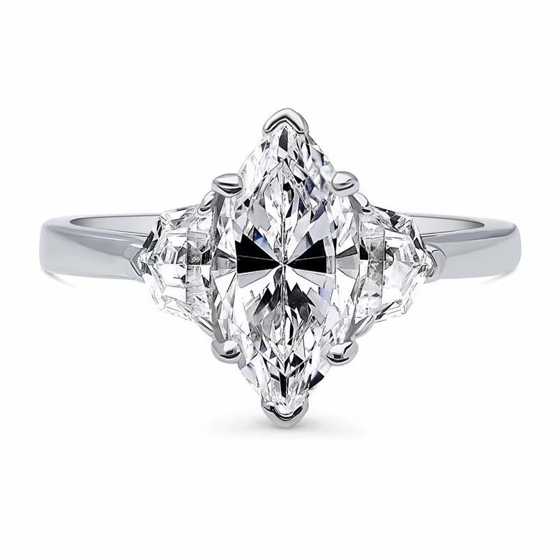 14K White Gold Moissanite Diamond Engagement Ring H118