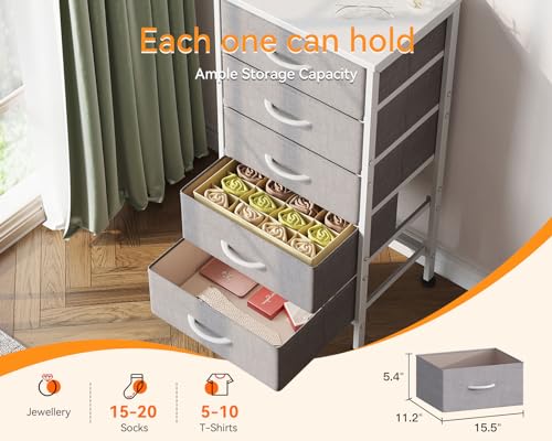 5 Drawer Fabric Dresser with Steel Frame Z292115