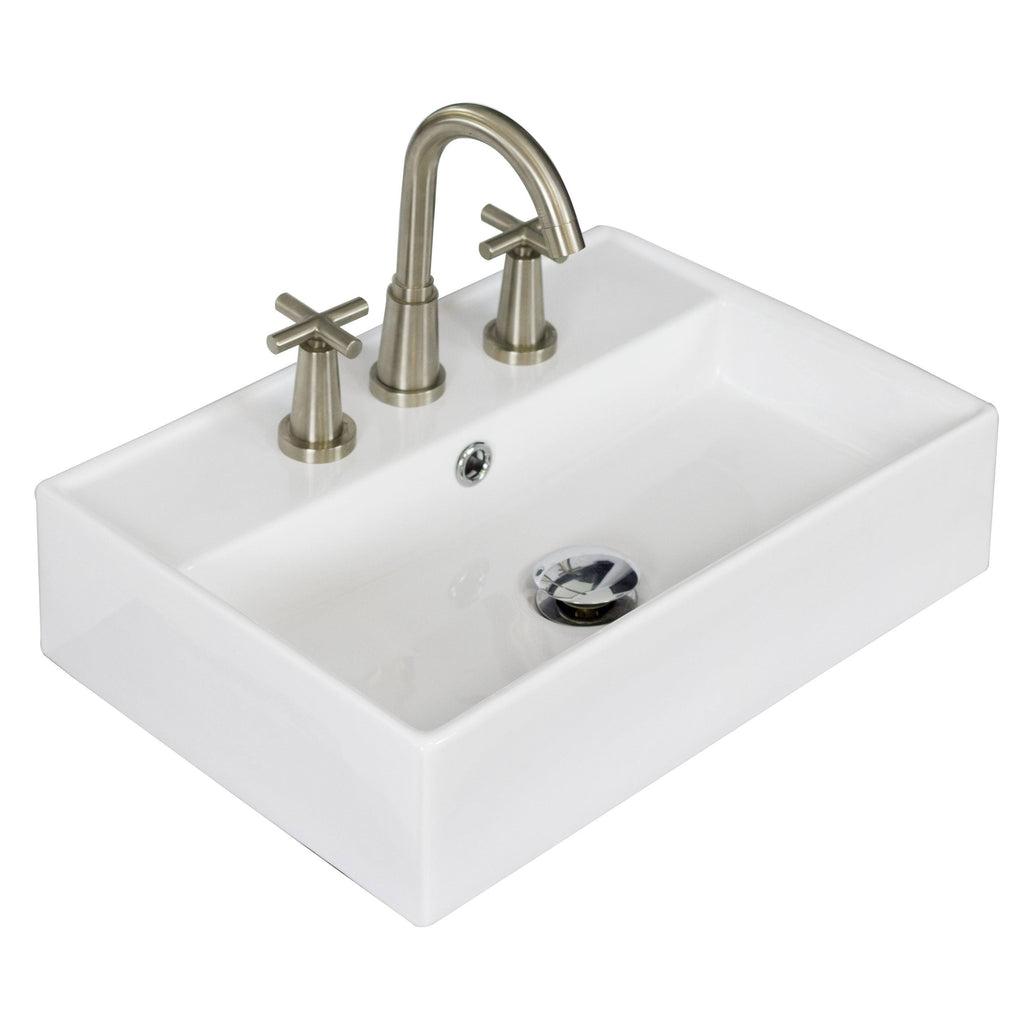Wall Mount Rectangle Vessel in White H3366