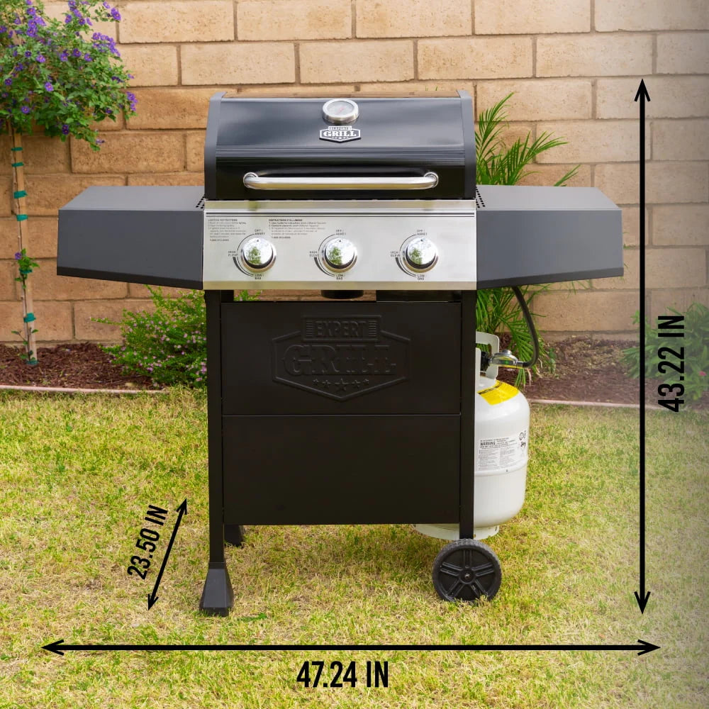3 Burner Propane Gas Grill in Black C3666