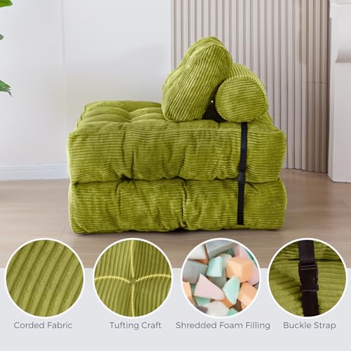 Folding Sofa Bed Convertible Sleeper Chair with Pillow Dark Grey E991385