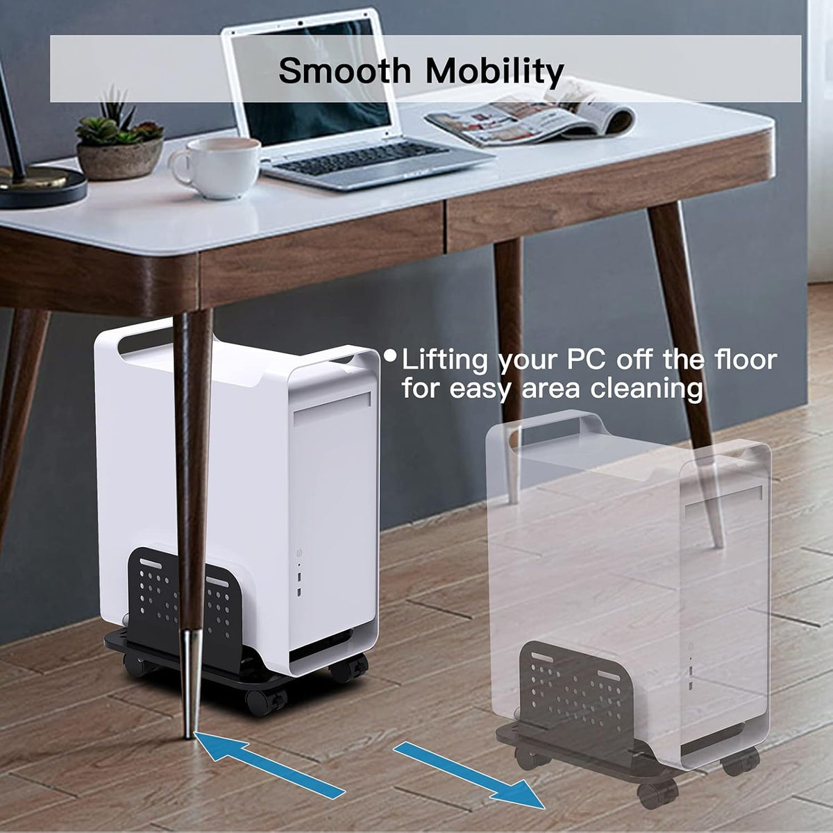 Adjustable Mobile CPU Stand with Locking Caster Wheels V1549