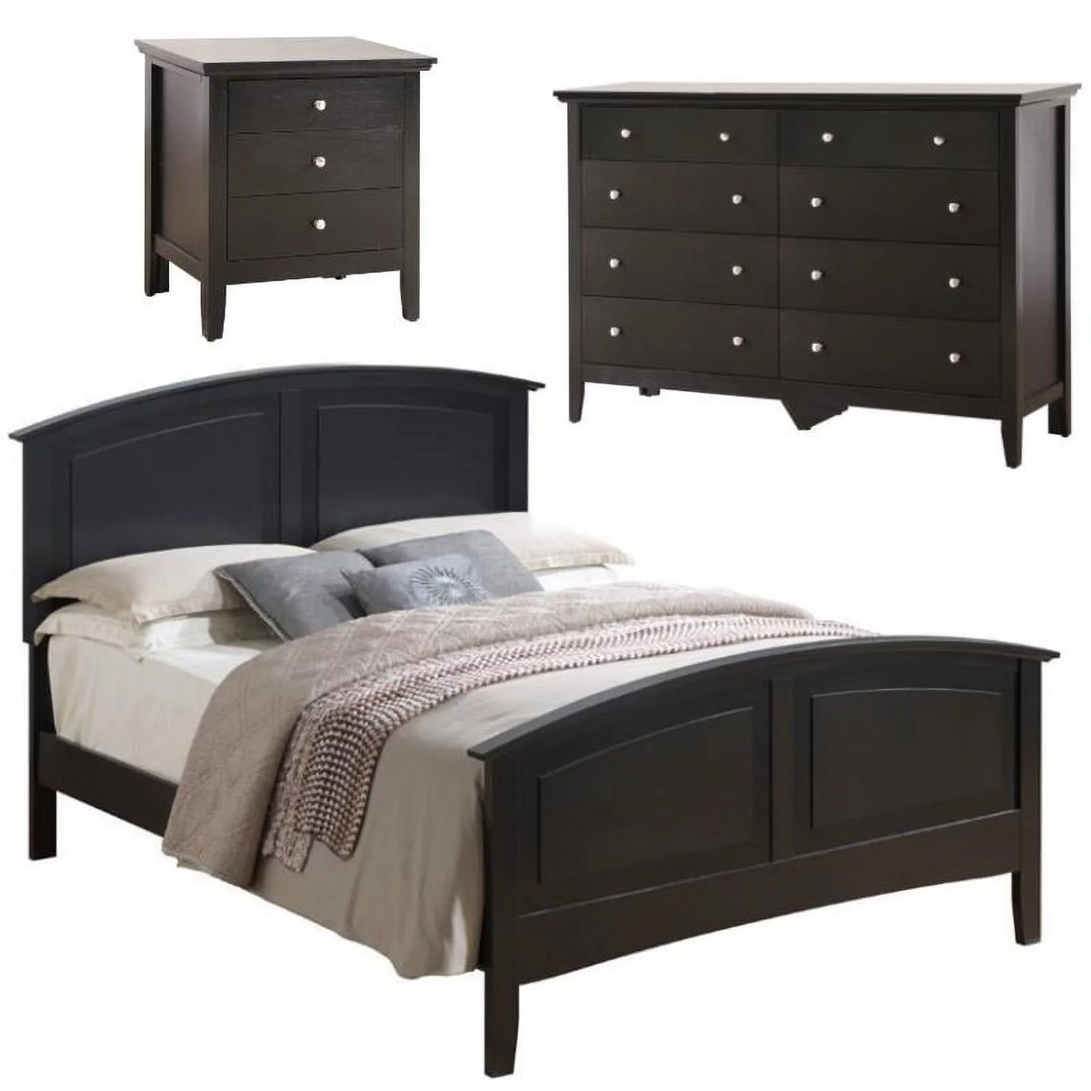 3-Piece Full Bed 8-Drawer Dresser and 3-Drawer Nightstand B749584