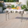 4-Foot Granite White Plastic Folding Table Q824