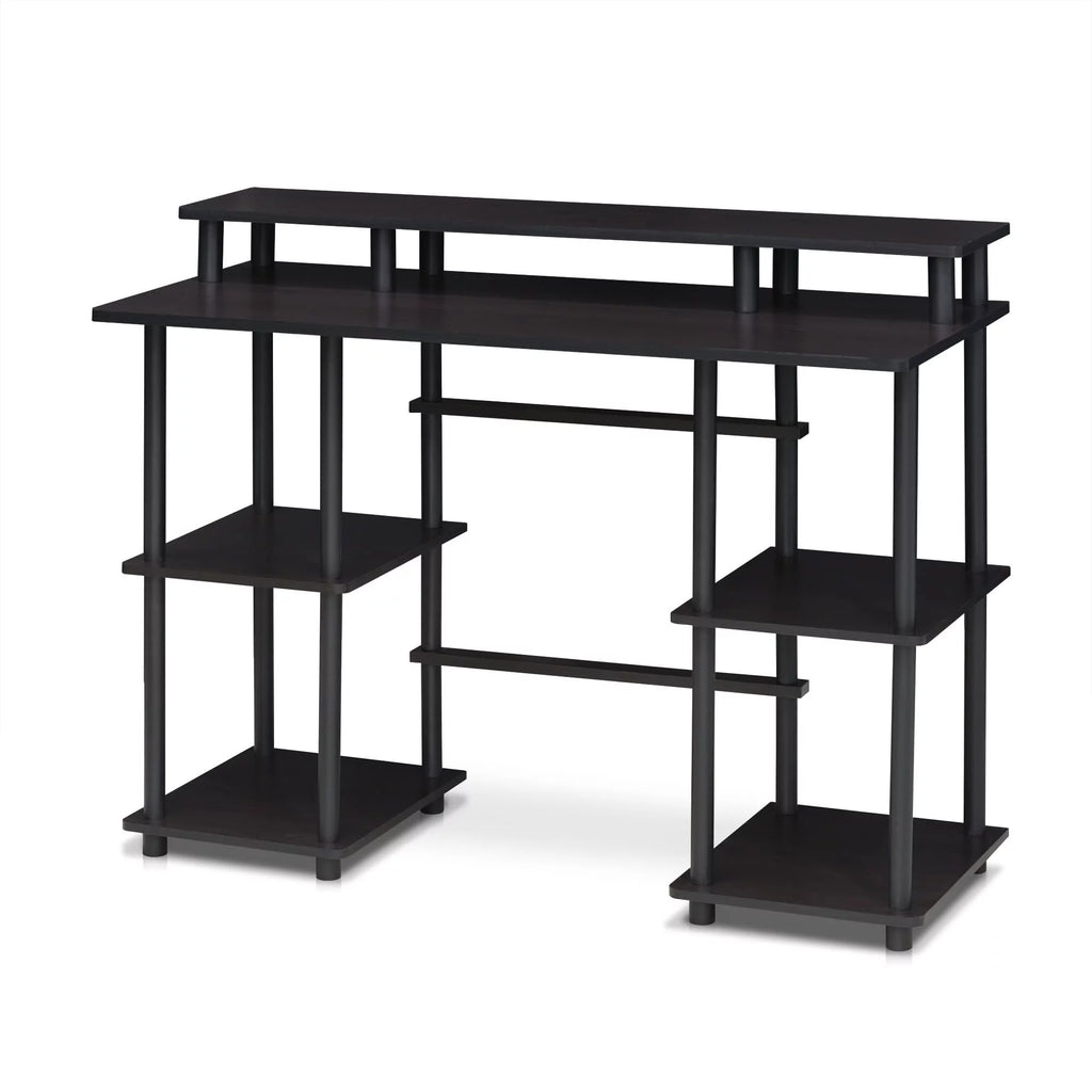 Espresso Black Computer Desk with Top Shelf S502