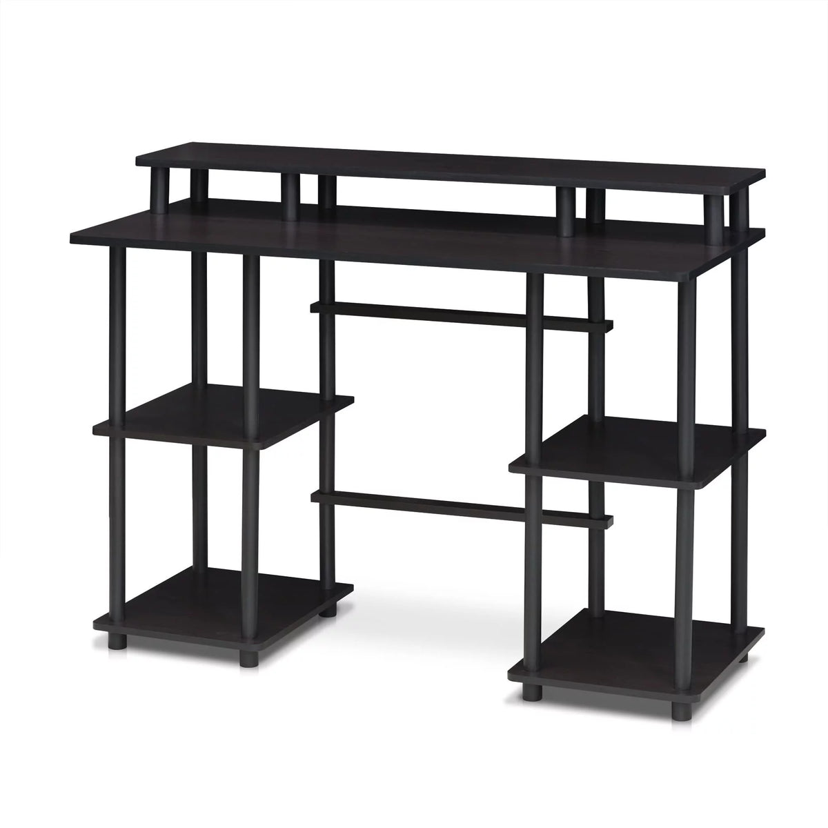 Espresso Black Computer Desk with Top Shelf S502