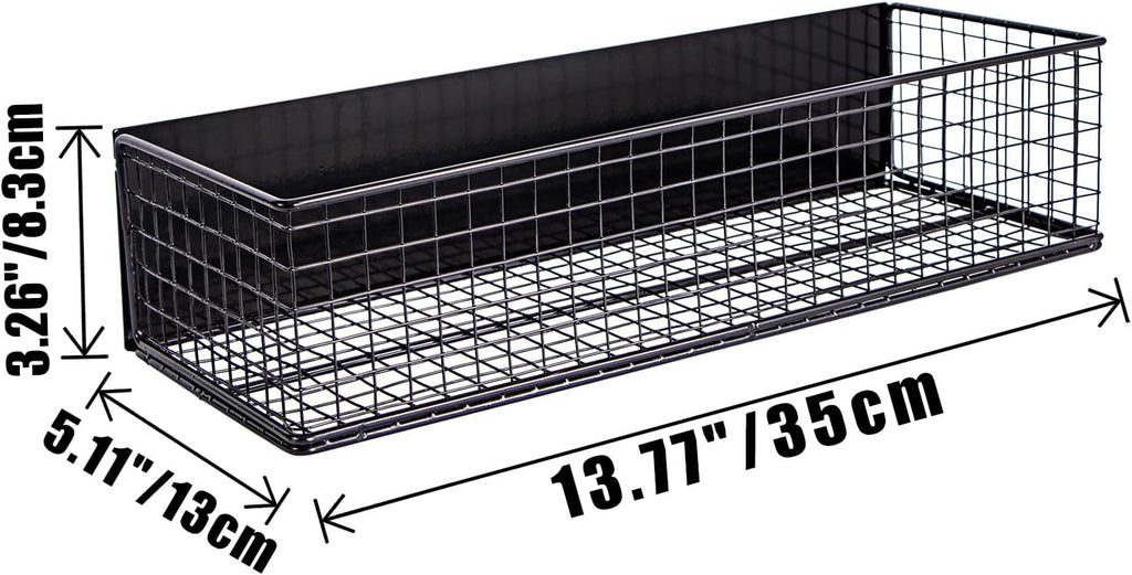 Black Magnetic Wire Mesh Shelf, 13.77" x 5.11" x 3.26" X691934