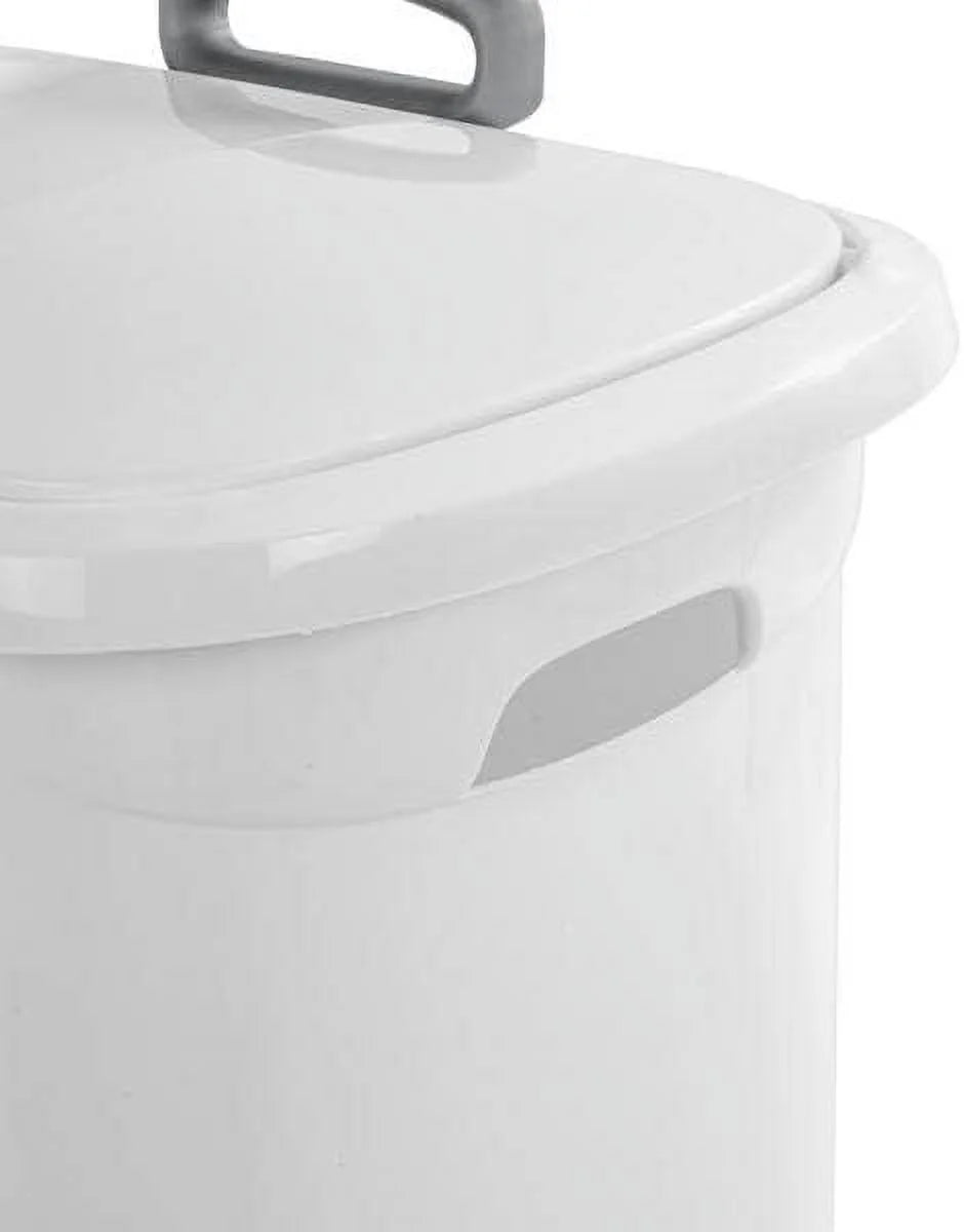 White Wheeled Laundry Hamper with Retractable Handle and Lid V97477
