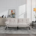 Velvet Futon Sofa Bed with Adjustable Backrest and Metal Legs O608389