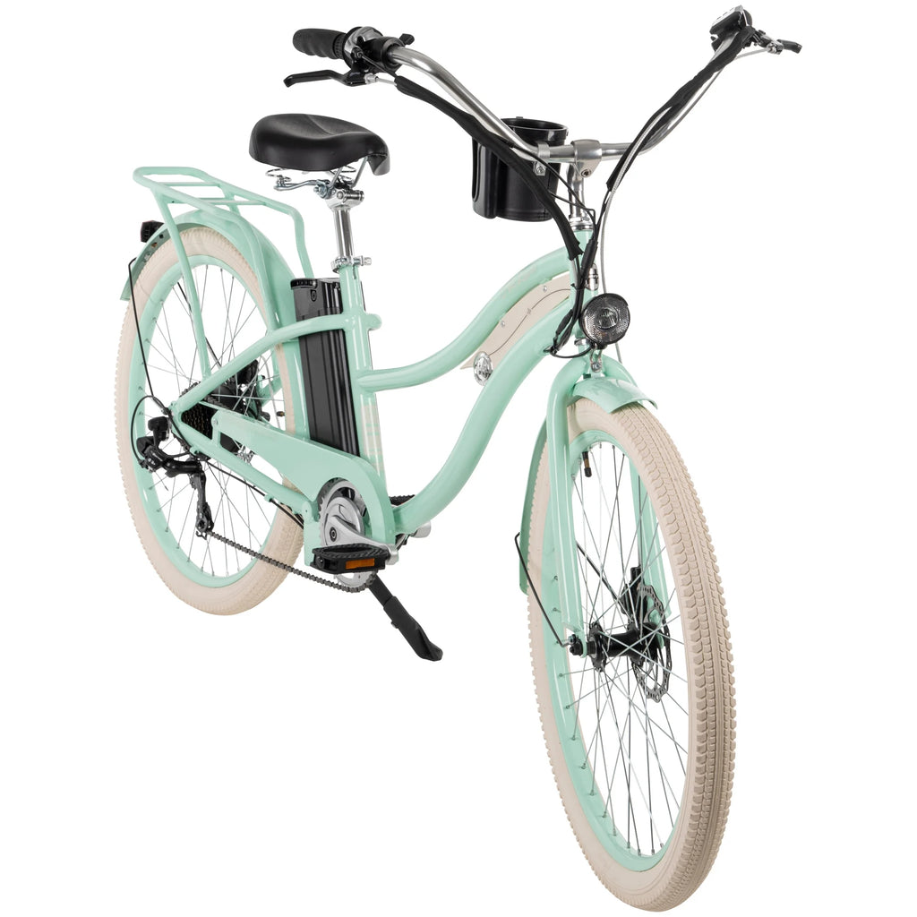 26-in 7-Spd Electric Cruiser Bike, Mint Green, 36V, 350W A9748