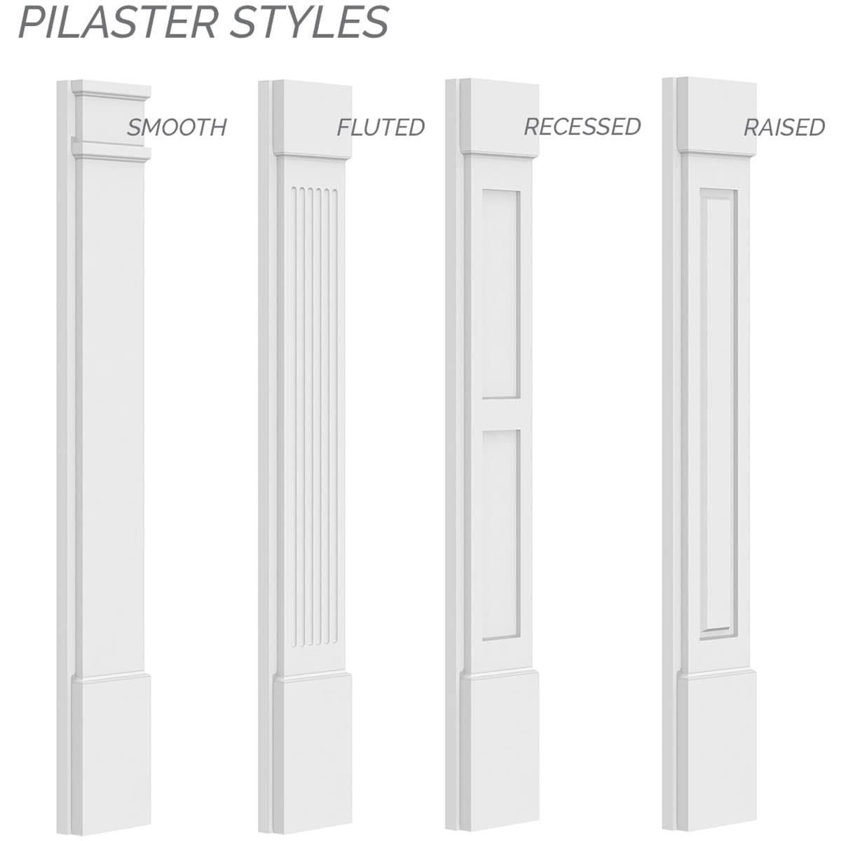 Two Equal Flat Panel PVC Pilaster with Decorative Capital & Base (Pair) T169249