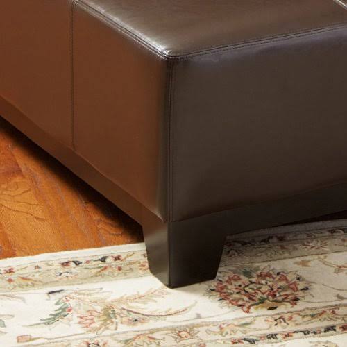 Espresso Leather Ottoman V43856