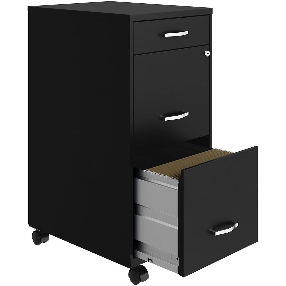 18" Deep 3 Drawer Black Metal File Cabinet R576