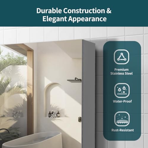 18 inch x 24 inch Frameless Mirror Medicine Cabinet E90630