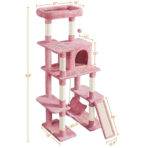 63 Inches Tall Cat Tree with Scratching Posts G92038